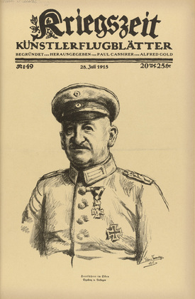 Valer von Ferenczy. Army Commander in the East. Excellency von Linsingen (Heerf&uuml;hrer im Osten. Exzellenz von Linsingen) (in-text plate, p. 195) from the periodical Kriegszeit. K&uuml;nstlerflugbl&auml;tter, vol. 1, no. 49 (28 July 1915). 1915