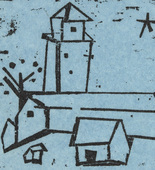 Lyonel Feininger. Church with Houses, Tree and Star, Deep (Kirche mit H&auml;usern, Baum und Stern, Deep). (1933)