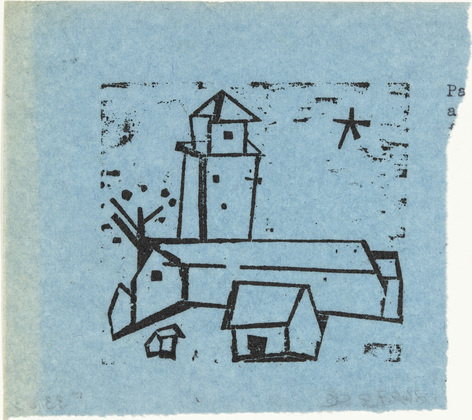 Lyonel Feininger. Church with Houses, Tree and Star, Deep (Kirche mit H&auml;usern, Baum und Stern, Deep). (1933)