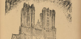 Walter Bondy. The Cathedral at Reims (Die hohe Kirche zu Reims) (in-text plate, p. 17) from the periodical Kriegszeit. K&uuml;nstlerflugbl&auml;tter, vol. 1, no. 5 (30 Sept 1914). 1914