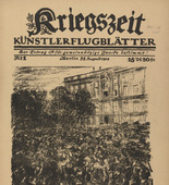 Max Liebermann. I No Longer Know of Factions... (Ich kenne keine Partei mehr...) (in-text plate, p. 1) from the periodical Kriegszeit. K&uuml;nstlerflugbl&auml;tter, vol. 1, no. 1 (31 Aug 1914). 1914