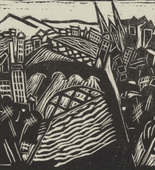 Josef Achmann. Bridges (Br&uuml;cken) (plate, number 5) from the periodical Der schwarze Turm, vol. 1, no. 7 (Feb 1920). 1920
