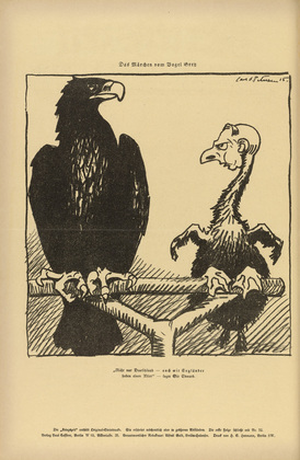 Carl Olof Petersen. The Fable of Grey Bird (Das M&auml;rchen vom Vogel Grey) (in-text plate, p. 198) from the periodical Kriegszeit. K&uuml;nstlerflugbl&auml;tter, vol. 1, no. 49 (28 July 1915). 1915