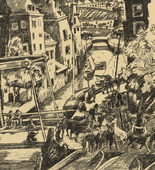 Wilhelm Wagner. In the Neutral Country (Im neutralen Land) (plate, p. 204) from the periodical Kriegszeit. K&uuml;nstlerflugbl&auml;tter, vol. 1, no. 51 (17 Aug 1915). 1915