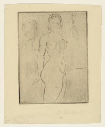 Wilhelm Lehmbruck. Female Nude with Male Heads (Weiblicher Akt mit M&auml;nnerk&ouml;pfen). (1912)
