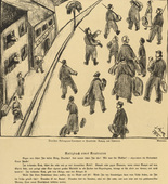 J&oacute;zsef Arp&aacute;d Murmann. German Prisoner Transport in France: Exodus from Chartres (Deutscher Gefangenentransport in Frankreich: Auszug aus Chartres) (headpiece, p. 208) from the periodical Kriegszeit. K&uuml;nstlerflugbl&auml;tter, vol. 1, no. 52 (31 Aug 1915). 1915