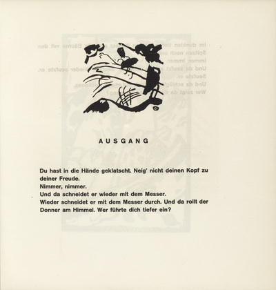 Vasily Kandinsky. Vignette next to "Exit" (Vignette bei "Ausgang") (headpiece, folio 36) from Kl&auml;nge (Sounds). (1913)