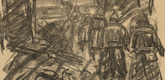 Waldemar R&ouml;sler. Wandering Through the Trenches at Night (N&auml;chtliche Wanderung in den Sch&uuml;tzengr&auml;ben) (headpiece, p. 216) from the periodical Kriegszeit. K&uuml;nstlerflugbl&auml;tter, vol. 1, no. 54 (1 Oct 1915). 1915