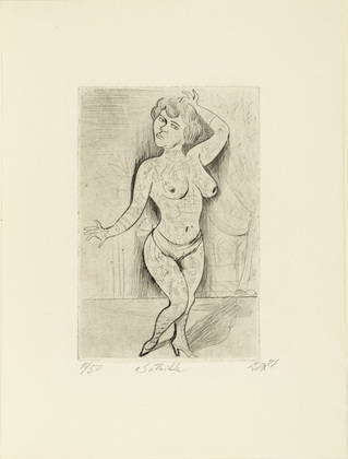 Otto Dix. Maud Arizona (Suleika, The Tattooed Wonder) [Maud Arizona (Suleika, das t&auml;towierte Wunder)] from the portfolio Circus (Zirkus). 1922