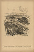 Waldemar R&ouml;sler. Artillery Shells Undigging the Dead (Die Granaten decken die Begrabenen wieder auf) (plate, p. 218) from the periodical Kriegszeit. K&uuml;nstlerflugbl&auml;tter, vol. 1, no. 54 (1 Oct 1915). 1915
