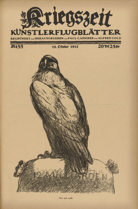 August Gaul. 12 Billion (12 Milliarden) (in-text plate, p. 219) from the periodical Kriegszeit. K&uuml;nstlerflugbl&auml;tter, vol. 1, no. 55 (15 Oct 1915). 1915