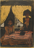 Otto Mueller. Two Gypsy Girls in Living Room (Zwei Zigeunerm&auml;dchen im Wohnraum) from the portfolio Gypsies (Zigeuner). (1926-27, published 1927)