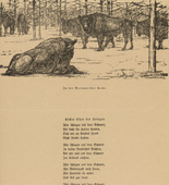 August Gaul. In the Bialowieza Forest (In der Bjelowjesher Heide) (headpiece, p. 220) from the periodical Kriegszeit. Künstlerflugblätter, vol. 1, no. 55 (15 Oct 1915). 1915