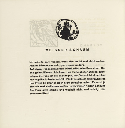 Vasily Kandinsky. Vignette next to "White Foam" (Vignette bei "Weisser Schaum") (headpiece, folio 42, verso) from Kl&auml;nge (Sounds). (1913)