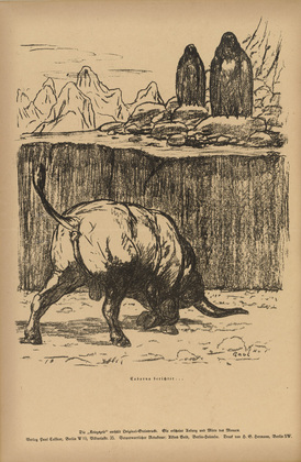 August Gaul. Cadorna Reports ... (Cadorna berichtet...) (plate, p. 222) from the periodical Kriegszeit. K&uuml;nstlerflugbl&auml;tter, vol. 1, no. 55 (15 Oct 1915). 1915