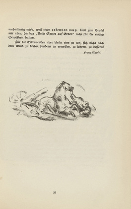 Werner Paul Schmidt. Untitled (Fallen Cavalryman) (tailpiece, p. 27) from the periodical  Zeit-Echo. Ein Kriegs-Tagebuch der K&uuml;nstler, vol. 1, no. 3 (Oct 1914). 1914