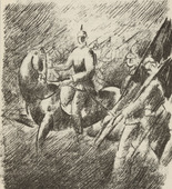 Edwin Scharff. Untitled (Advancing) (plate, [p. 29]) from the periodical  Zeit-Echo. Ein Kriegs-Tagebuch der K&uuml;nstler, vol. 1, no. 3 (Oct 1914). 1914-1917