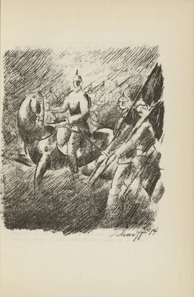 Edwin Scharff. Untitled (Advancing) (plate, [p. 29]) from the periodical  Zeit-Echo. Ein Kriegs-Tagebuch der K&uuml;nstler, vol. 1, no. 3 (Oct 1914). 1914-1917