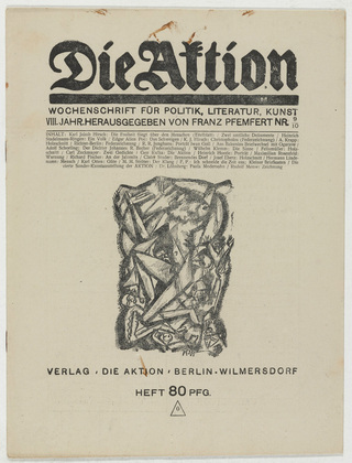 A. Krapp, Conrad Felixm&uuml;ller, Josef Eberz, Katharina Heise (Karl Luis Heinrich-Salze). Die Aktion, vol. 8, no. 9/10. March 9, 1918