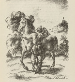 Werner Paul Schmidt. Untitled (Cavalryman Standing) (plate, [p. 33]) from the periodical  Zeit-Echo. Ein Kriegs-Tagebuch der K&uuml;nstler, vol. 1, no. 3 (Oct 1914). 1914