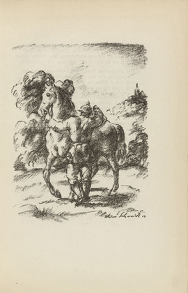 Werner Paul Schmidt. Untitled (Cavalryman Standing) (plate, [p. 33]) from the periodical  Zeit-Echo. Ein Kriegs-Tagebuch der K&uuml;nstler, vol. 1, no. 3 (Oct 1914). 1914