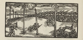 Max Unold. Untitled (Marching Columns) (headpiece, p. 36) from the periodical  Zeit-Echo. Ein Kriegs-Tagebuch der K&uuml;nstler, vol. 1, no. 3 (Oct 1914). 1914