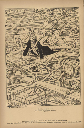 Carl Olof Petersen. Russian Hangover (Russischer Katzenjammer) (plate, p. 226) from the periodical Kriegszeit. K&uuml;nstlerflugbl&auml;tter, vol. 1, no. 56 (1 Nov 1915). 1915
