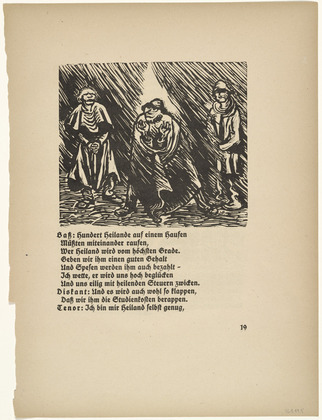 Ernst Barlach. Group of Three Figures: Bass, Soprano, Tenor (Gruppe aus drei Figuren: Ba&szlig;, Diskant, Tenor)   (in-text plate, page 19) from Der Findling (The Foundling). 1922 (executed 1921)