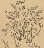 Wilhelm Tr&uuml;bner. Heroes, Accept the Wreath! (Nehmt, Helden, hin den Kranz) (in-text plate, p. 20) from the periodical Kriegszeit. K&uuml;nstlerflugbl&auml;tter, vol. 1, no. 5 (30 Sept 1914). 1914