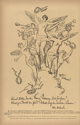 Wilhelm Tr&uuml;bner. Heroes, Accept the Wreath! (Nehmt, Helden, hin den Kranz) (in-text plate, p. 20) from the periodical Kriegszeit. K&uuml;nstlerflugbl&auml;tter, vol. 1, no. 5 (30 Sept 1914). 1914