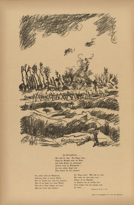 Friedrich Tischler. Langemark (headpiece, p. 228) from the periodical Kriegszeit. K&uuml;nstlerflugbl&auml;tter, vol. 1, no. 57 (15 Nov 1915). 1915