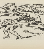 Maria Caspar-Filser. Untitled (Fallen Warrior) (plate, [p. 3]) from the periodical Zeit-Echo. Ein Kriegs-Tagebuch der K&uuml;nstler, vol. 1, no. 1 (Aug 1914). 1914