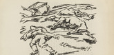 Maria Caspar-Filser. Untitled (Fallen Warrior) (plate, [p. 3]) from the periodical Zeit-Echo. Ein Kriegs-Tagebuch der K&uuml;nstler, vol. 1, no. 1 (Aug 1914). 1914