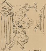 Alice Tr&uuml;bner. Isadora's Invitation to the Dance (Isadoras Aufforderung zum Tanze) (plate, p. 230) from the periodical Kriegszeit. K&uuml;nstlerflugbl&auml;tter, vol. 1, no. 57 (15 Nov 1915). 1915