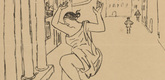 Alice Tr&uuml;bner. Isadora's Invitation to the Dance (Isadoras Aufforderung zum Tanze) (plate, p. 230) from the periodical Kriegszeit. K&uuml;nstlerflugbl&auml;tter, vol. 1, no. 57 (15 Nov 1915). 1915