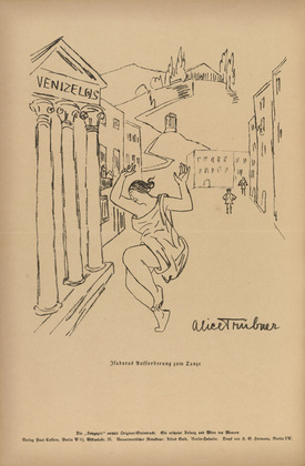 Alice Tr&uuml;bner. Isadora's Invitation to the Dance (Isadoras Aufforderung zum Tanze) (plate, p. 230) from the periodical Kriegszeit. K&uuml;nstlerflugbl&auml;tter, vol. 1, no. 57 (15 Nov 1915). 1915