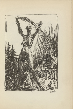 Alfred Kubin. Untitled (War Fury with Torch) (plate, [p. 51]) from the periodical  Zeit-Echo. Ein Kriegs-Tagebuch der K&uuml;nstler, vol. 1, no. 4 (Nov 1914). 1914