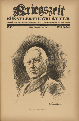 Max Liebermann. Ulrich v. Wilamowitz-M&ouml;llendorff (in-text plate, p. 231) from the periodical Kriegszeit. K&uuml;nstlerflugbl&auml;tter, vol. 1, no. 58 (Dec 1915). 1915