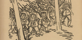 Max Unold. March through the Woods (Marsch durchs Geh&ouml;lz) (headpiece, p. 232) from the periodical Kriegszeit. K&uuml;nstlerflugbl&auml;tter, vol. 1, no. 58 (Dec 1915). 1915