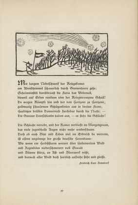 Max Unold. Untitled (Sentry) (headpiece, p. 57) from the periodical  Zeit-Echo. Ein Kriegs-Tagebuch der K&uuml;nstler, vol. 1, no. 5 (Dec 1914). 1914