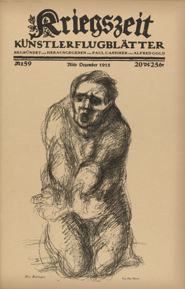 Otto Hettner. The Conquered (Der Besiegte) (in-text plate, p. 235) from the periodical Kriegszeit. K&uuml;nstlerflugbl&auml;tter, vol. 1, no. 59 (Dec 1915). 1915