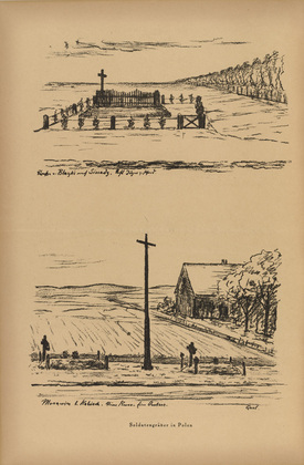August Gaul. Soldiers' Graves in Poland (Soldatengr&auml;ber in Polen) (plate, p. 235) from the periodical Kriegszeit. K&uuml;nstlerflugbl&auml;tter, vol. 1, no. 59 (Dec 1915). 1915