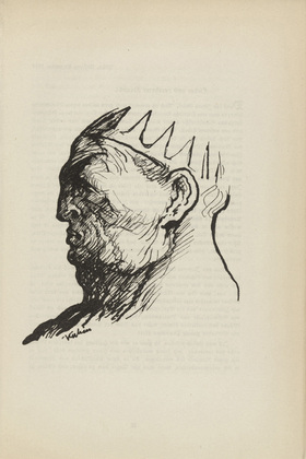 Alfred Kubin. Untitled (Caesar's Head) (plate, [p. 75]) from the periodical  Zeit-Echo. Ein Kriegs-Tagebuch der K&uuml;nstler, vol. 1, no. 6 (Jan 1915). 1915