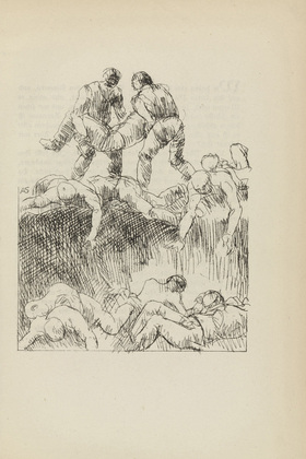 Adolf Ferdinand Schinnerer. Untitled (Rescue of a Wounded Man) (plate, [p. 5]) from the periodical Zeit-Echo. Ein Kriegs-Tagebuch der K&uuml;nstler, vol. 1, no. 1 (Aug 1914). 1914