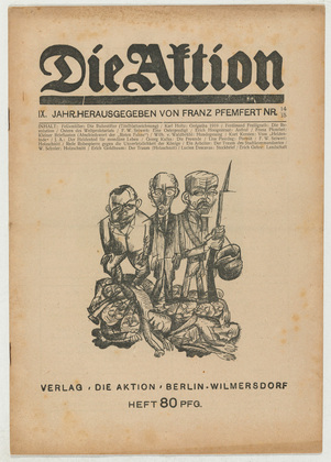 Lisa Pasedag, Franz Wilhelm Seiwert, Wilhelm Schuler, Erich Goldbaum, Erich Gehre. Die Aktion, vol. 9, no. 14/15. April 19, 1919