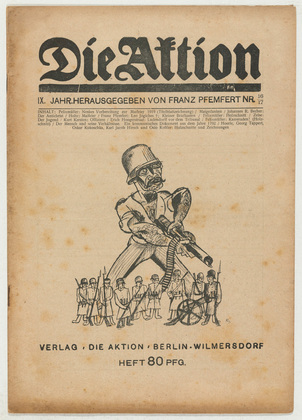 Conrad Felixm&uuml;ller, Heinrich Hoerle, Karl Jacob Hirsch. Die Aktion, vol. 9, no. 16/17. May 3, 1919