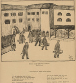 J&oacute;zsef Arp&aacute;d Murmann. Experiences of a Civilian Prisoner in France: Admission (Erlebnisse eines Zivilgefangenen in Frankreich: Einlieferung) (headpiece, p. 244) from the periodical Kriegszeit. K&uuml;nstlerflugbl&auml;tter, vol. 1, no. 61 (Jan 1916). 1916