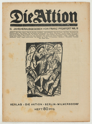 Karl Jacob Hirsch, Wilhelm Schuler, E. Anger, Conrad Felixm&uuml;ller. Die Aktion, vol. 9, no. 19. May 17, 1919