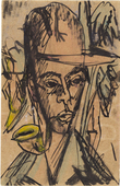 Ernst Ludwig Kirchner. Self-Portrait with Pipe (Selbstbildnis mit Pfeife). (July 23, 1914)