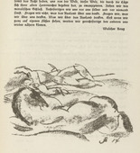 Edwin Scharff. Untitled (Fallen Rider) (tailpiece, p. 123) from the periodical  Zeit-Echo. Ein Kriegs-Tagebuch der K&uuml;nstler, vol. 1, no. 9 (Feb 1915). 1915